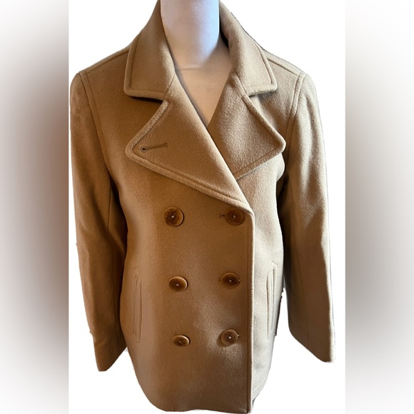 LL Bean Women's Classic Lambswool Peacoat Camel Size 4P- Like New! - Picture 11 of 15